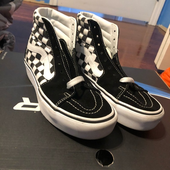 checkered vans high platform
